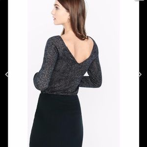 Express Black Long Sleeve Metallic Sweater Top Size Small